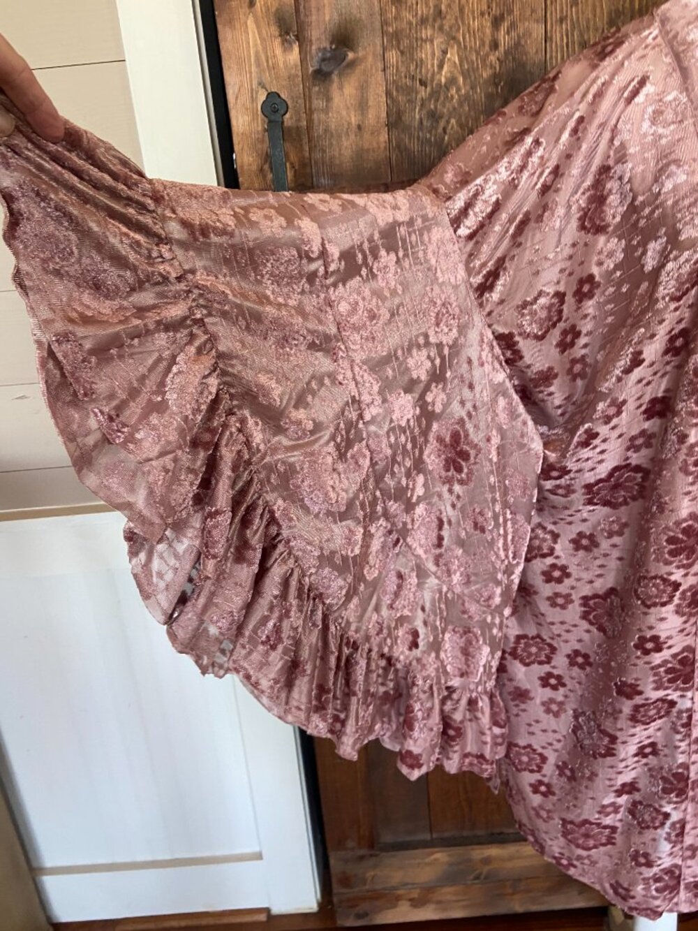 Umgee Pink Burn out Velvet tunic Jacket Sz L - Picture 4 of 9